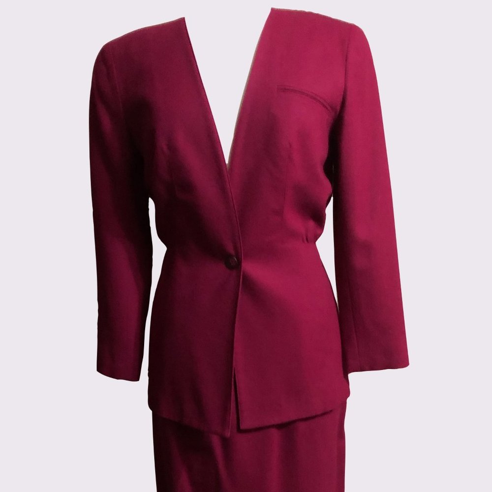 🌟 Vintage Prophecy Cranberry Worsted Wool Skirt Suit - Sz 4/8